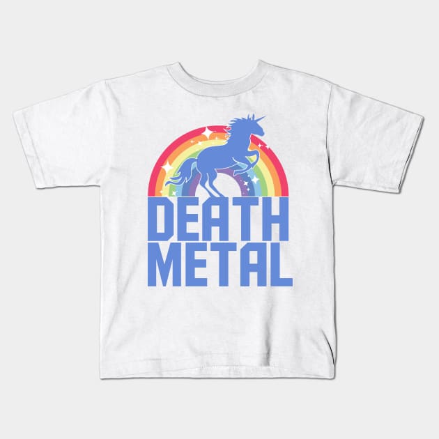 Death Metal Unicorn (Blue) Kids T-Shirt by treszure_chest